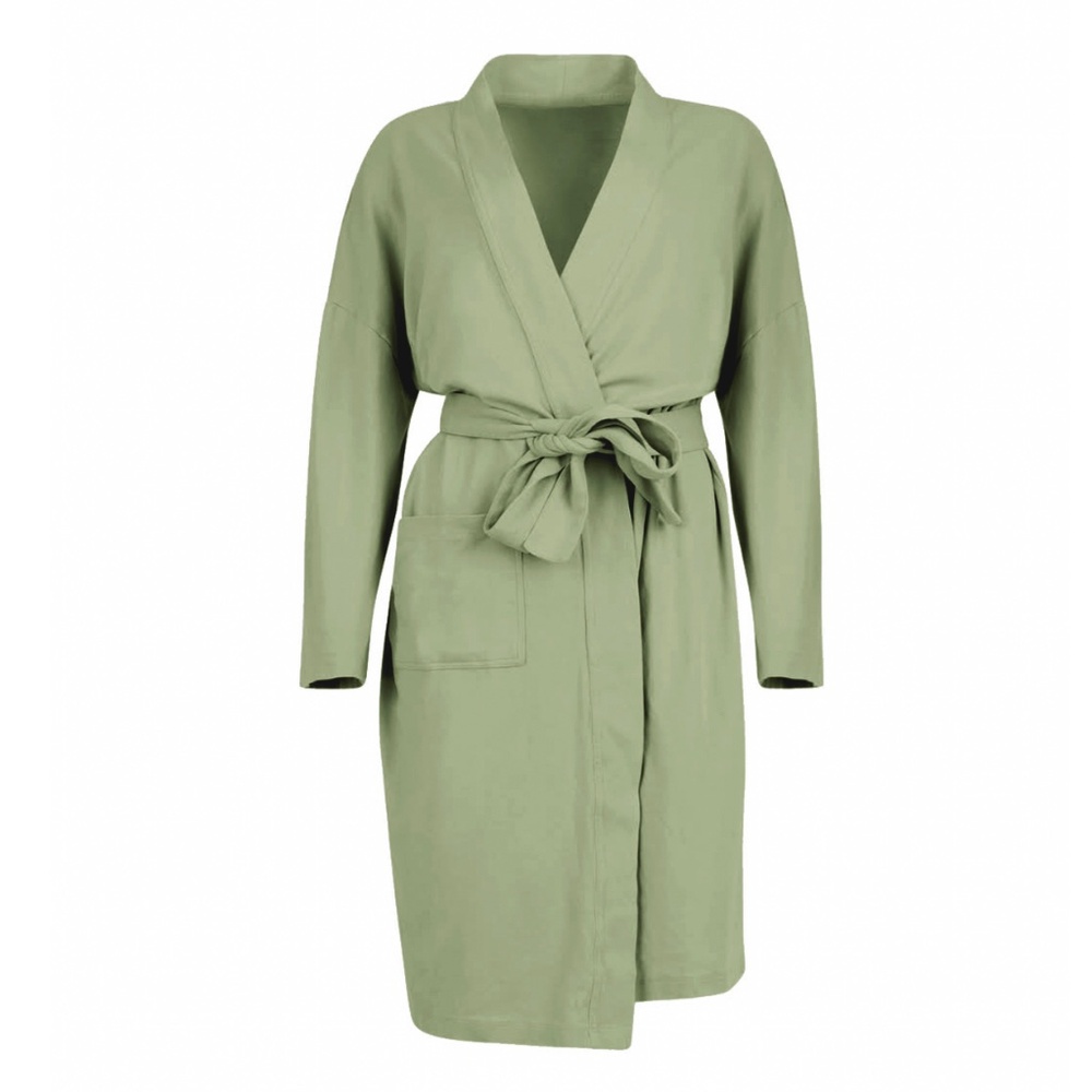 Pure Fiber - Organic Cotton Knee Length Short Robe Sage Green